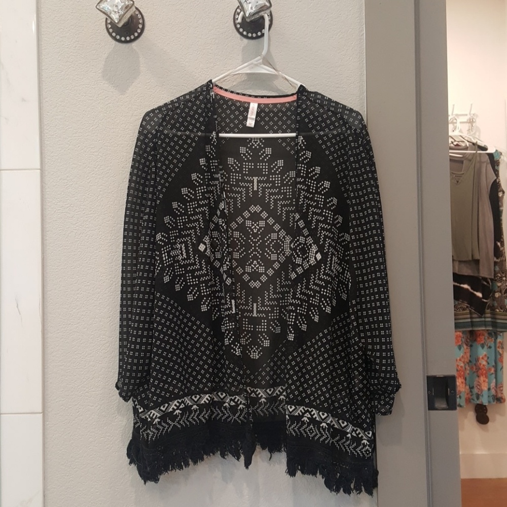 Black and white detailed kimono